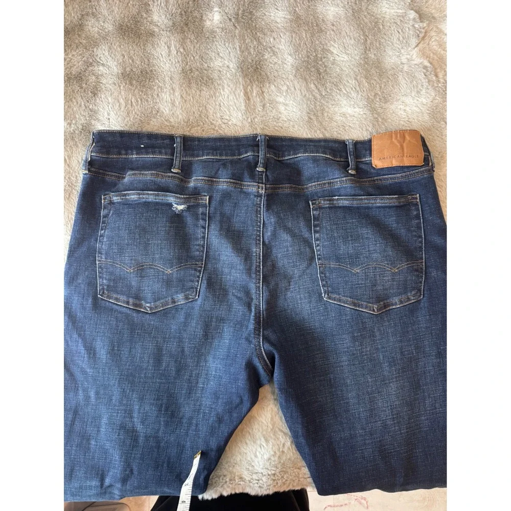 American Eagle AirFlex Slim Straight Distress Jeans Dark Wash 42x32 Indigo-0594